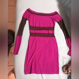 Off shoulder purple and black mesh bodycon mini Symphony dress size small